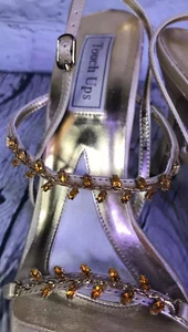 Touch Ups Nadine Gold Satin Formal Strappy Heels Size 9M SKU 431M - Picture 1 of 8