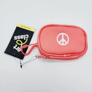 Art Class Pink Peace Sign Kids Wallet Pouch With Clip 100% Recycled Polyester - Picture 1 of 4