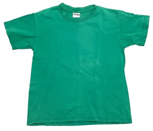 Gildan Boys Girls Green S 6/7 T-Shirt Jersey Crew Neck 100% Cotton Short-Sleeve - Picture 1 of 2