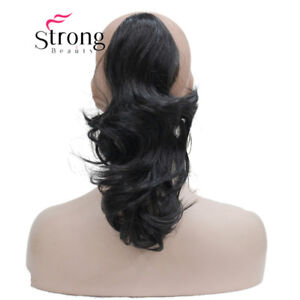 Synthetic Black Short Curly Ponytail Clip In Hair Extensions With Claw Clip