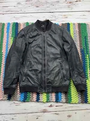Superdry Leather Bomber Jacket Men’s Size M - Image 1 of 4