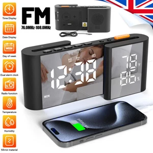 Wireless Weather Station Clock LED Dual-screen Thermometer Hygrometer w/FM Radio - Picture 1 of 17