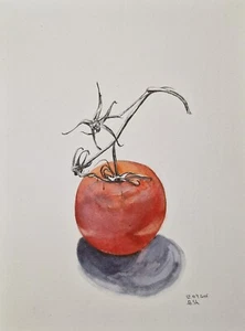 Original watercolor painting tomato vegetable food artwork kitchen art 7x9.5" - Picture 1 of 5