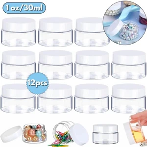 Runde klare auslaufsichere Kunststoff Behälter Gläser für Reise Aufbewahrung Make-up Cremes - Bild 1 von 7