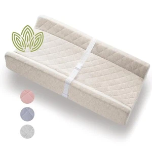 Organic Cotton Contoured Baby Changing Pad w/Waterproof Foam Mattress, Includes - Picture 1 of 5