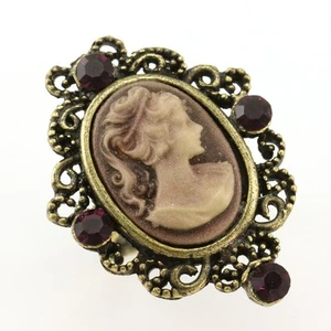 Antiguo Anillo Cameo Oro Vintage Estilo Cameo Piedra de Cristal Púrpura Oscuro Dama Talla Gratis C - Imagen 1 de 1