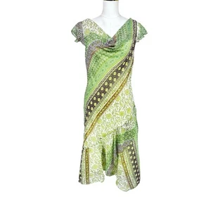 VTG size 12 Green brown Y2K midi asymmetrical fairy dress whimsygoth woodland - Picture 1 of 11