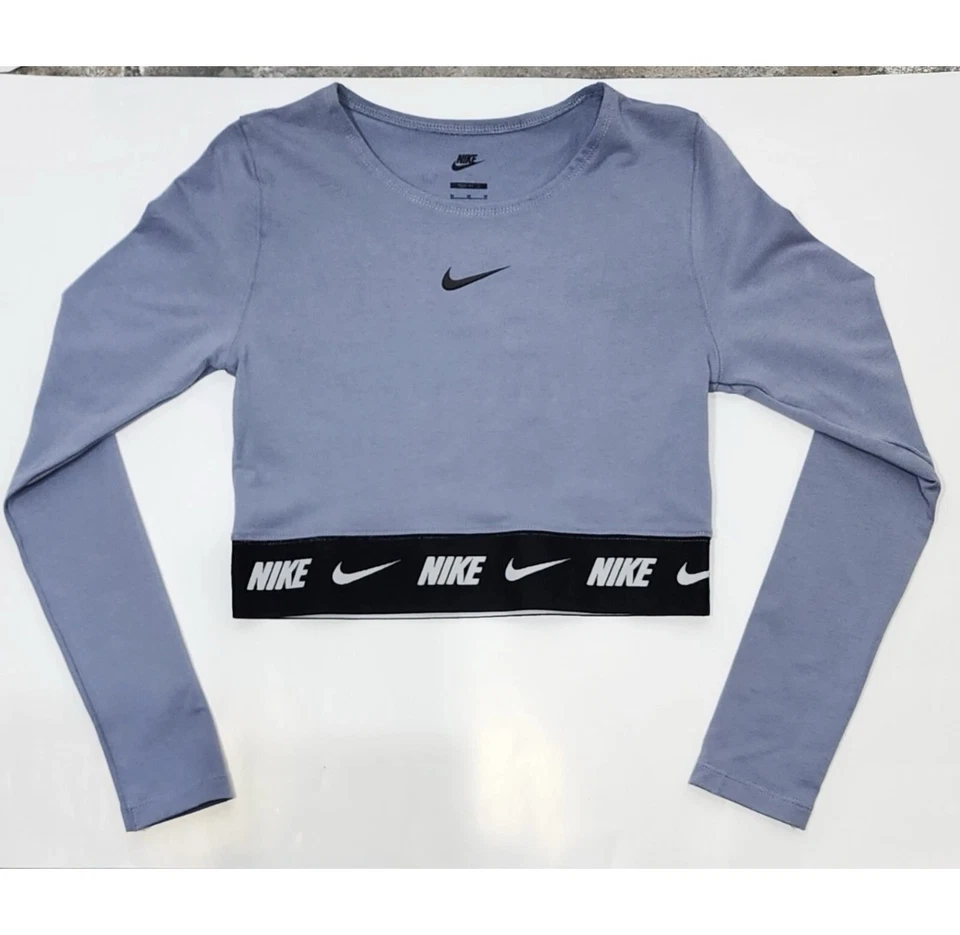 Nike Crop Top Long-Sleeve Women's DX2315-493 Blue Medium