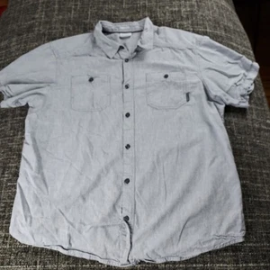 Camisa de algodón con botones gris manga corta Columbia para hombre talla XL informal - Imagen 1 de 9