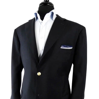 $3995 Abrigo Deportivo Isaia Napoli Personalizado Stewart Azul Marino Dorado Btn 46 S (56IT) en Lana Foto 1 de 4