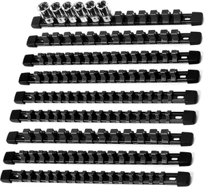 Socket Organizer Drive ABS Tools - Black Socket Holder, Premium Quality 9 Pieces - Picture 1 of 12