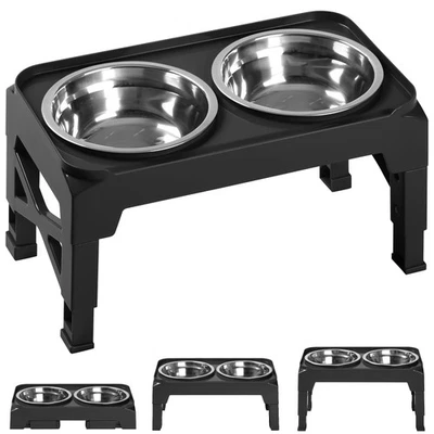Cuencos elevados para perros con 2 cuencos de acero inoxidable para comida y agua para perros con... Foto 1 de 4