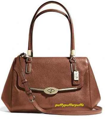 NUEVO CON ETIQUETAS BOLSO COACH MADISON CUERO MADELINE EAST WEST ORO CLARO CASTAÑO F25166 Foto 1 de 3