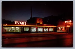 Cartolina Evans Cleaners Launderers Laundromat Night Chrome Davenport Iowa IA H4 - Foto 1 di 2