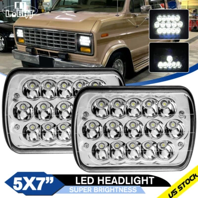 Faróis de LED Hi/Lo 2PÇS 5x7" 7x6" para Ford E-150 Econoline E-250 E-350 12v - Imagem 1 de 4