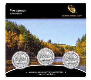 2018 P/D/S National Park 3-Coin Set US Mint Voyageurs Minnesota ATB Quarter - Picture 1 of 5