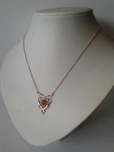 Art Nouveau Necklace Mandarin Garnet Rose Gold Plated Necklace Silver Jewelry NEW - Picture 1 of 2