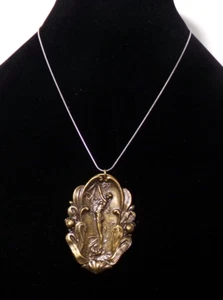 COLLIER DÉCO PENDENTIF 2,5" TON OR SUR PLAQUE ARGENT j88cr kx HG2 - Photo 1/3