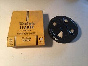 Vtg 1930 Canada 16mm KODAK MOVIE LEADER 100' WHITE Metal Reel Original Box Used