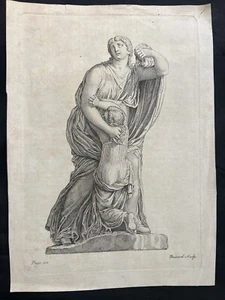 C 1800 Greek Mythology Niobe Young Daughter Antique Print Art Wept Turned Stone - Picture 1 of 5