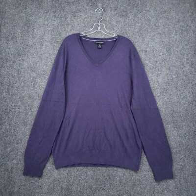 Banana Republic Sweater Mens XL Purple Luxury Blend Cashmere Silk V Neck Knit - Image 1 of 4