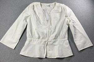 Armani Exchange White Striped Blouse Flare Sleeve Classic Shirt Sz L ( SEE PIC) - Bild 1 von 4
