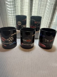 Set of 5 Chevrolet Corvette C1-5 Black Coffee Mugs Cups Collectible - Picture 1 of 5