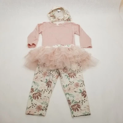 Conjunto de diadema y tutú para bebé niña equipo de bebé flor pantalón mameluco 6-9 meses. Foto 1 de 4