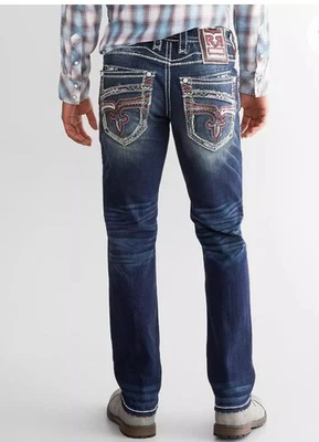 Pantalones de mezclilla Rock Revival Kian ajustados rectos para hombre 28 y talla 38 nuevos Foto 1 de 4