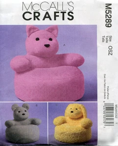2006 Toddlers Animal Chairs Cat Bear Dog Sewing Pattern McCall's 5289 New OOP - Picture 1 of 2