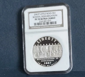 2007-P NGC PF70 Little Rock Commemorative Desegregation Silver Dollar OGP & COA - Picture 1 of 3