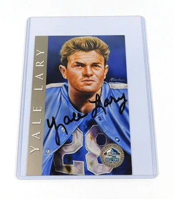 Yale Lary Signed 1998 Pro Football Hall of Fame 4x6 Silver Card Lions Auto - Image 1 of 2