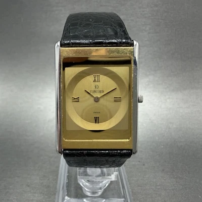 Reloj Concord Delirium Tank Hombre 25mm Esfera Dorada Acero Rectángulo 15-20-617 Nuevo Bate Foto 1 de 4