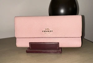 COACH Cartera Triple Cuero Suave Guijarro Rosa 39745 - Imagen 1 de 9