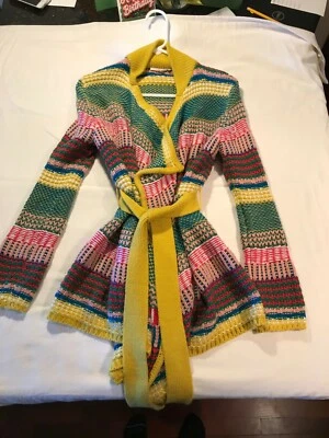 Suéter cardigã Anthropologie de tule malha com cinto, pequeno - Imagem 1 de 4