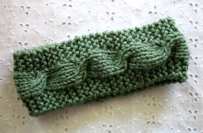 Women's Hand Knitted Head Band Handcrafted Yarn Ear Warmer Green Acrylic USA - Image 1 of 3