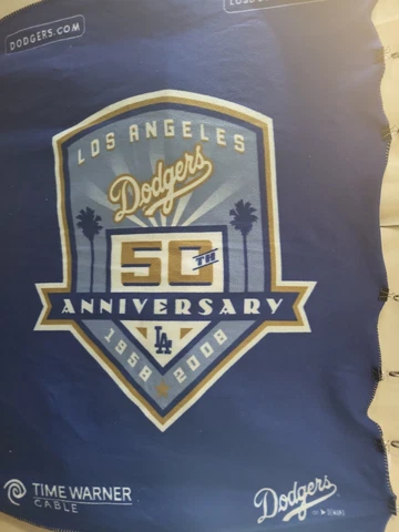 Los Angeles DODGERS 50th Anniversary Blanket 2008.  44" x 57" Cover