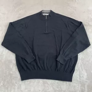 Peter Millar Crown 1/4 Zip Sweater Men 2XL Black Merino Wool Blend Golf Casual - Picture 1 of 8