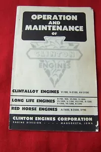 CLINTON ENGINES 1959 OPERATOR MAINTENANCE MANUAL V-1100 V-100 V-3100 AV-3100 - Picture 1 of 6