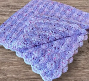 Hand Crochet Baby Blanket Brand New Car Seat Crib Moses Basket 24"x24" New - Picture 1 of 4