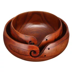 Handmade Natural Wooden Yarn Bowl For Knitting Crochet Skeinse Yarn Wool Holder - Picture 1 of 10
