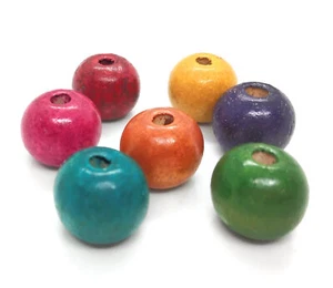 Chunky Bubblegum Handmade Rustic Style Wooden Beads 20mm - Pack of 10 - Picture 1 of 1