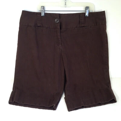 Vintage Womans George Brown High Waist Knit Shorts Cuffed Size 14 - Image 1 of 4