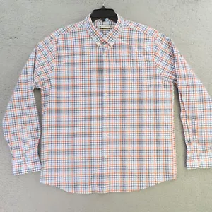 Southern Proper Shirt Mens XL Orange Blue Check Long Sleeve Button Up Hennings - Picture 1 of 10