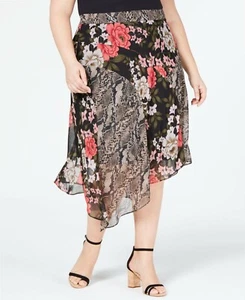 INC skirt Woman 22W Lined Skirt Black Floral snakeskin NEW - Bild 1 von 8