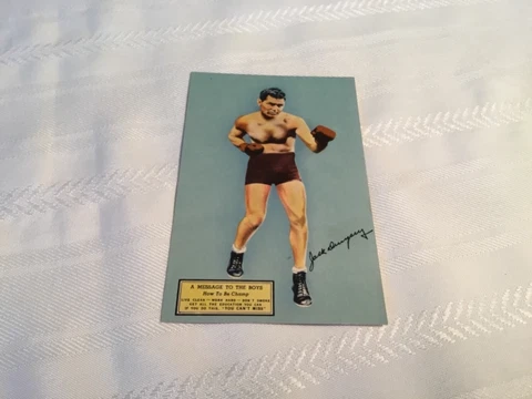 Vintage 1940’s Boxing Boxer H.O.F. Jack Dempsey color Post Card     (K12) Cover