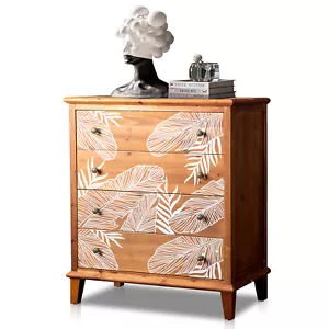 Brown MDF Veneer Solid Wood Frame 80*40*90cm 4-Drawer Chest Bohemia - Picture 1 of 10