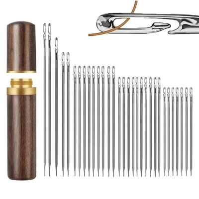 Herramienta de aguja de acolchado autohebrado con estuche de agujas de madera para coser a mano 30 piezas Foto 1 de 4