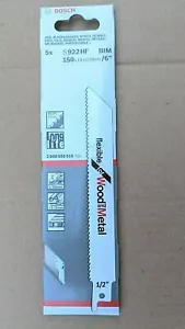 BOSCH 5 X RECIPROCATING SAW BLADES FOR WOOD AND METAL 150MM S922HF - Picture 1 of 1