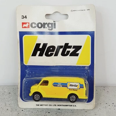 Vintage 1979 CORGI Juniors Diecast Chevrolet Van Truck Rental Yellow  HERTZ #34 - Image 1 of 4